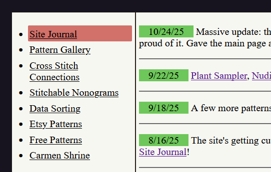 a gif of the main page sidebar. When each list item is hovered over, it changes to a different color of the rainbow.